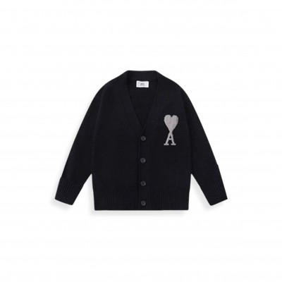 AMI DE CŒUR WOOL AND COTTON CARDIGAN IN BLACK 